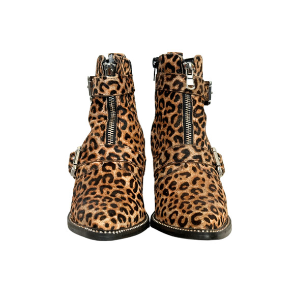 Steve Madden HALLE-L Boots Ankle Studded Leopard Cow Hair Women’s Size 6.5M - Picture 4 of 9